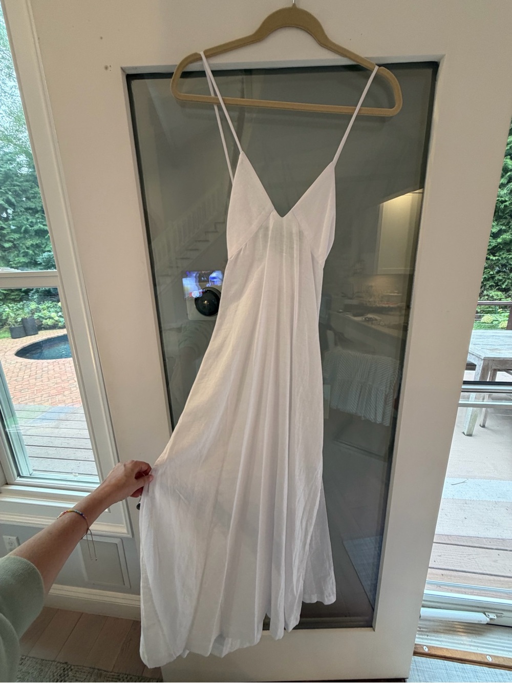 J. Crew White Linen Maxi Slip Dress with Spaghetti Straps